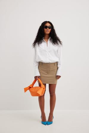 NA-KD Jupe courte à taille mi-haute - Mini jupes - Beige - EU 38