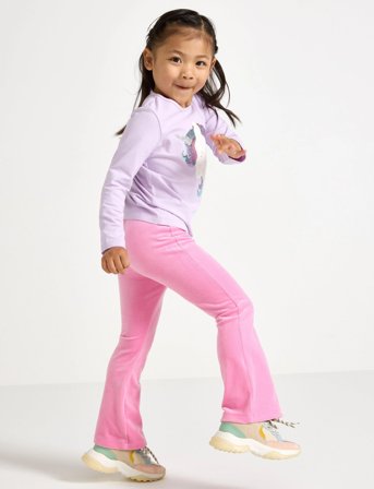 Lindex Leggings Flare Velour Solid - Pink - 104