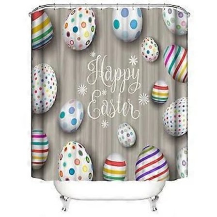 /EA/Påsk Duschdraperi 180*200 cm, Färgglada Ägg Duschdraperi i Vattentätt Polyester med 12 Krokar för Dekoration