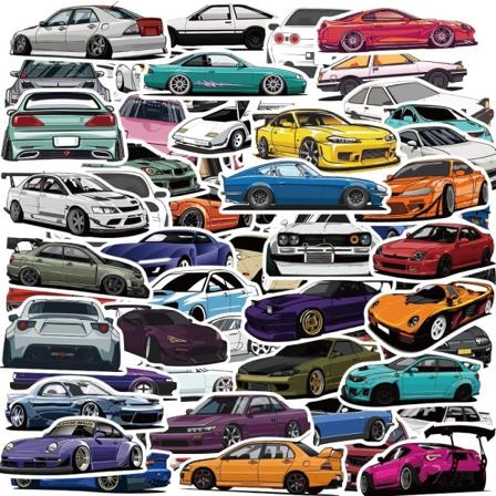 100 PCS JDM Bildeklistremerker for Menn, Klistremerke for Bærbar PC Vannflasker Hydroflasker Datamaskin Gitar Støtfanger, Vinyl Racing Klistremerker 