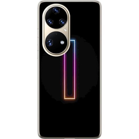 Kompatibel Mobilcover til Huawei Huawei P50 Pro Minimalistisk neonbogstav I i regnbuefarver mod mørk baggrund