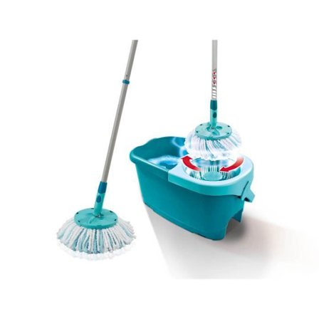 Sæt lave sol med spand og skrue Leifheit Clean Twist Disc Mop 52101, fryserække moppe med teleskopstang, spand 6 L