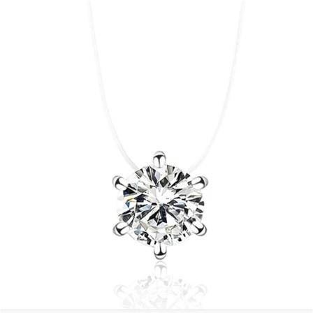 Enkel gjennomsiktig kragekjede kort krystall fiskesnøre anheng halskjede (hvit)