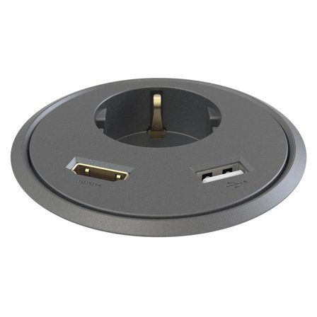 Kondator Powerdot PD13 Bordsuttag Schuko + USB + HDMI Svart, Strömbrytare & vägguttag