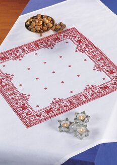 Broderipakke Juleduk hvit - Rosenstand