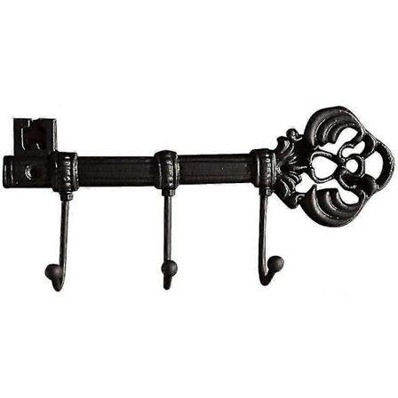 Koristeellinen seinään kiinnitettävä avainteline - Vintage-avain 3 koukulla - Seinään kiinnitettävä - Rustiikkinen valurauta - 9,5 x 3"