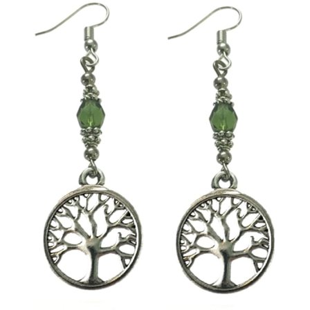 Earrings - Tree of Life - Bead - Green