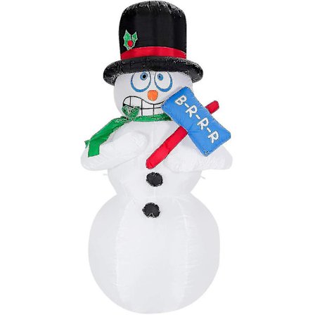 180cm Oppustelig Snemand, Julefigur der Ryster, Juledekoration Figur med LED Lys