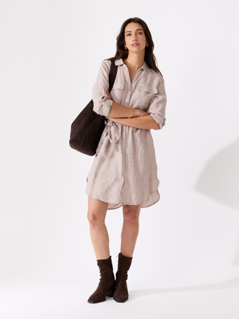 MATCH - Meghan linskjortekjole - Marie Philippe - Str. 44 - Dame - Kjoler & Skjørt - Grå - 100% lin