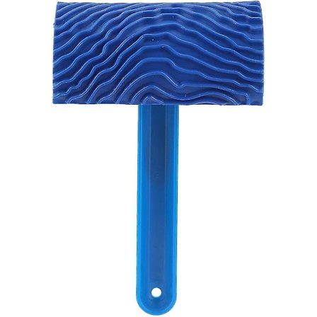 Blå gummimaling med trekorneffekt, rulle med håndtak, gjør-det-selv-verktøy for veggdekorasjon