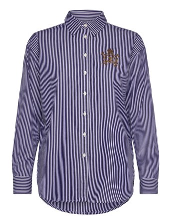 Lauren Ralph Lauren Relaxed Fit Striped Broadcloth Shirt - Blue - L