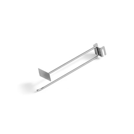 Single hook with sign holder MARKET, L 250 mm, for suspension in the hook rail, silver