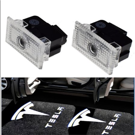 4 stk Tesla Billedørslys, LED Billedørslogo Lys, Billedørs Projektor