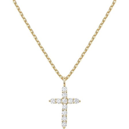 14K Gullbelagt Halskjede med Kors | Korsanheng | Dame Gull Halskjede