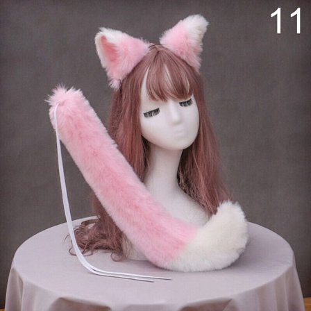 Fox Wolf Animal Cosplay Kostyme Ører Hale Sett Hårnål Plysj