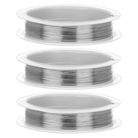 0,4 mm x 10 m håndværkstråd, 3 ruller sølvtråd til smykkefremstilling, aluminiumstråd, bindetråd, modeltråd, rustfrit stål til smykker