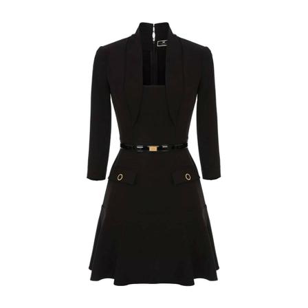 Elisabetta Franchi, Dress With Belt Czarny, Kobieta, Rozmiar: M