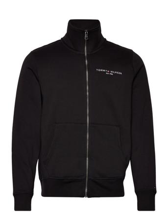Tommy Logo Zip Thru Stand Collar Sweat-shirt Genser Svart Tommy Hilfiger