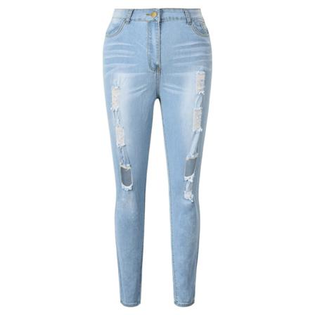 Sexiga Kvinnor Bodycon Diamond Cutout Skinny Jeans Kvinnor Höst Jea