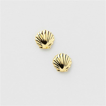 Shell Studs (S) - 18K GULDPLÄTERAD MÄSSING - Safira