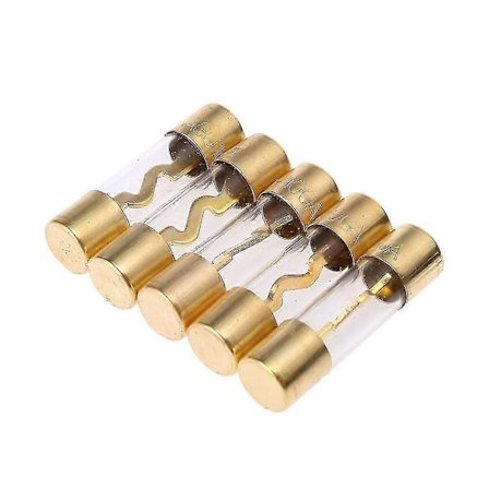 5 stk. Guldbelagte Glas Agu Sikringer Pakke Bil O Amp Forstærker