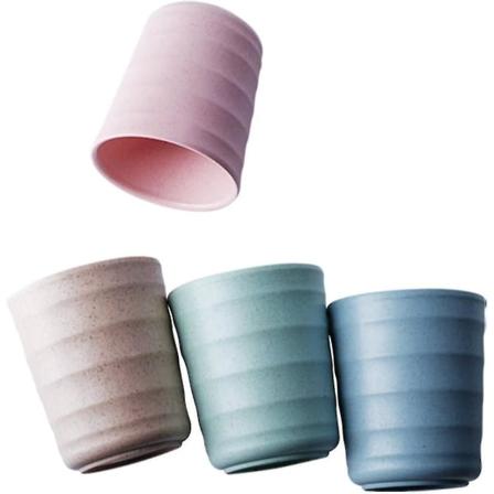 Retro krus lavet af øko-venlig hvedestrå - letvægts, bionedbrydelig plastikkop til vand, kaffe, mælk, te - 350 ml