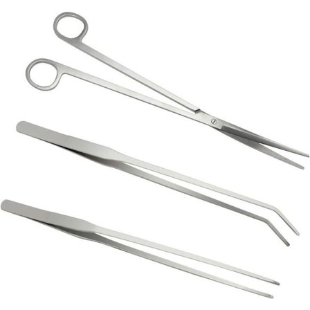 3 i 1 rostfritt stål spatel akvarium pincett sax akvarium växtverktyg set