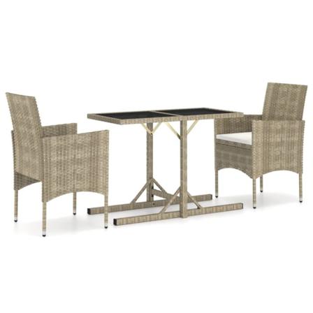 Vidaxl Matgrupp För Trädgården 3 Delar Beige Beige