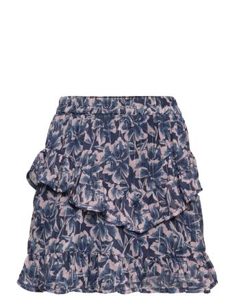 Skirt Big Flower Dresses & Skirts Skirts Short Skirts Blå Creamie*Betinget Tilbud