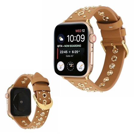 Apple Watch Series 6 / 5 40mm rivet punk äkta läder klockarmband - brun