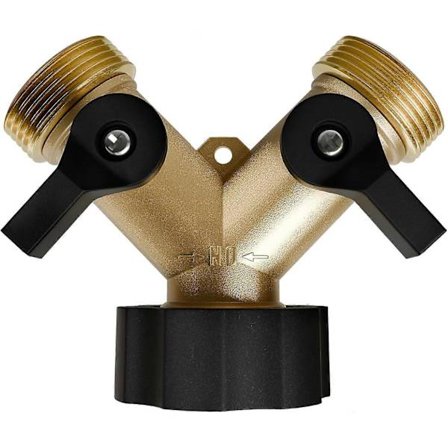 Hageslangesplitter 2 ventiler, kraftig solid messing slange med 2 ekstra gummi XNS