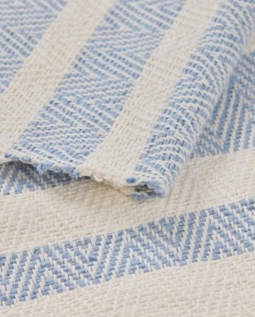 Lexington Bordløper Striped Himmelblå-Hvit økologisk-bomull_50x250