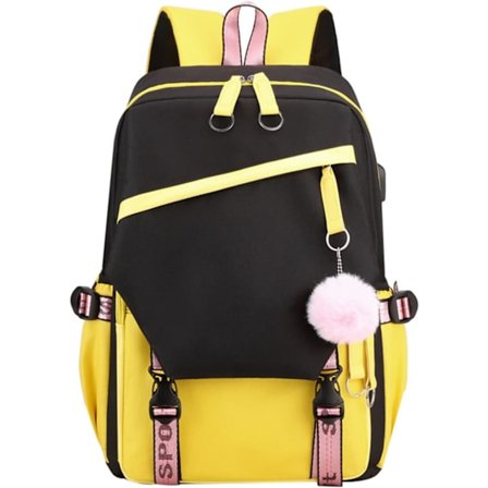 Rygsæk til teenagepiger, mellemskoleelever, udendørs dagstursrygsæk med USB-opladningsport