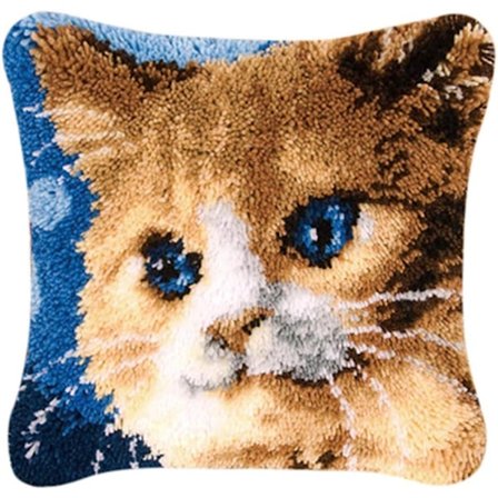 40cm × 40cm, Kat Latch Hook Komplett Sæt Pudebetræk, Pudebetræk