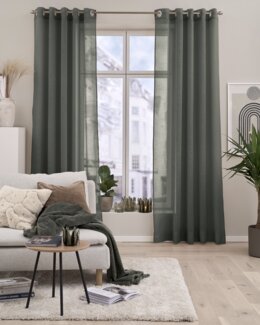 Yksivärinen Rengasverho Noah kuviolla 2/pak Oliivinvihreä