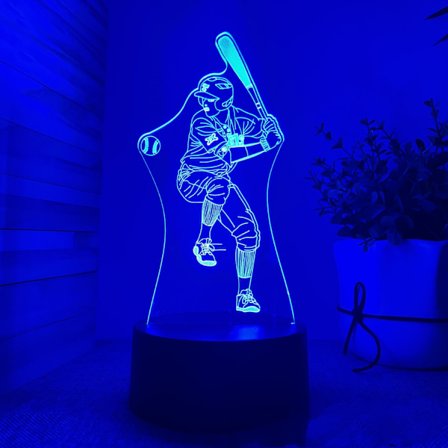 Hockey spelare 3D lampa nattlampa med fjärrkontroll och touch-kontroll