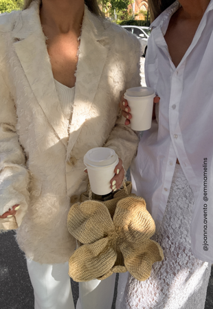 Bubbleroom Occasion - Featherlike Oversized Blazer - Cream