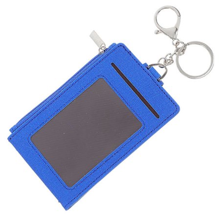 Kortholder med nøkkelring PU-etui for kort Blå nøkkelringlommebok
