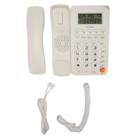 Fast telefon med sladd, fast telefon med stora knappar för hushåll, kontor, hotell, äldre, vit