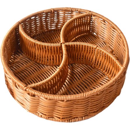 Rund frugt- og snackkurv med rumdelere, 4 rum