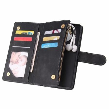 OnePlus 7T multifunktionelt pung etui Lynlås 8-rum Black
