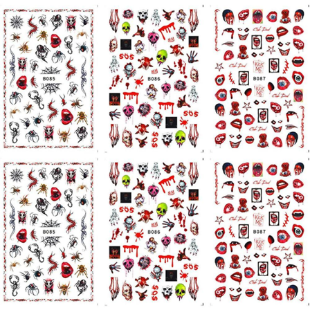 Halloween nagelklistermärken halloween naglar självhäftande nagelklistermärke nagelkonsttillbehör style 1