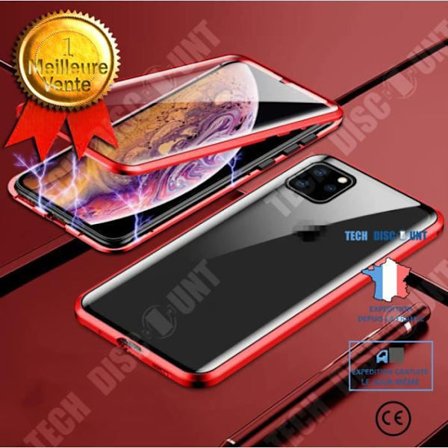 Magnetfodral - TD - iPhone 12 - Högupplöst dubbelglas - Röd - Lyx