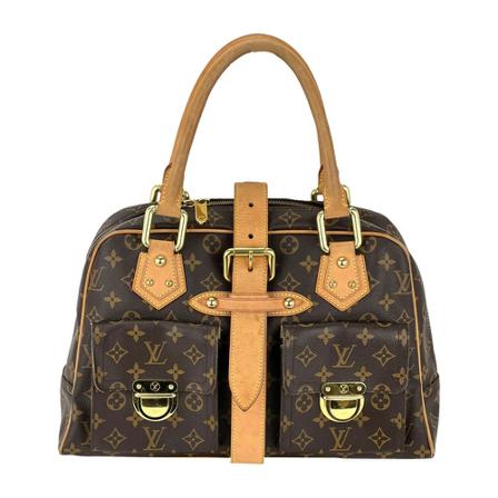 Louis Vuitton Vintage, Louis Vuitton Hand Bag Manhattan GM Monogram Canvas Shoulder Added Insert Preowned Bruin, Dames, Maat:ONE Size,leer