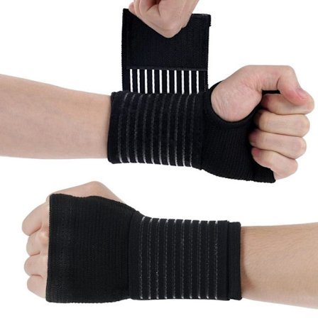 Elastisk håndledsstøtte, 2-pak håndledsbeskyttere med rem, justerbar håndledskompression lindrer håndledssmerter og tendinitis (15 cm)