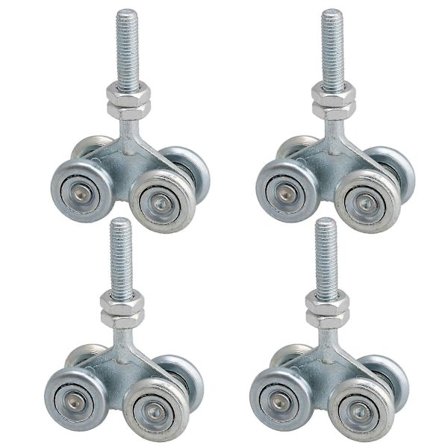 4x Skydedørsrulle Hængende Lade Dørskinne Trolley Hjul H4-3 Sølv