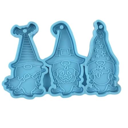 Farfi 1 set Nyckelring form icke klibbig Återanvändbar gör-det-själv silikon påsk Gnome hänge Hantverk Tillverkning av form för present Blue