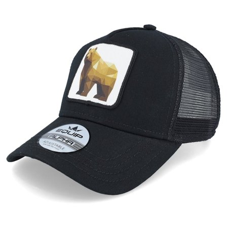 Iconic - Black - trucker - Cap - Geometry Bear Patch Black Trucker - Hatstore
