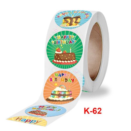 Grattis på födelsedagen Klistermärke, 1 tum Självhäftande Födelsedagspresent Klistermärken, 500 Klistermärken per Rulle