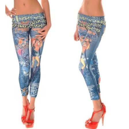 Coola Blå Jeans Leggings med tryck